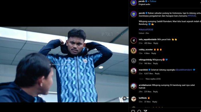 MUNCUL DI VIDEOTRON - Pengumuman 'wilujeng sumping' dilakukan dengan cara unik. Selain di Instagram @persib, perkenalan ini juga dilakukan melalui videotron. Saddil terlihat muncul di salah satu videotron di kawasan Jalan Dago-Sulanjana bersama Adam Alis.