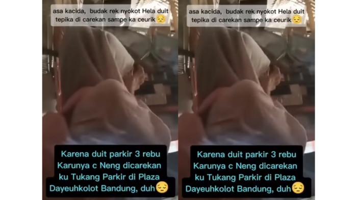 Sebuah video viral di media sosial memperlihatkan seorang siswi SMA yang mengenakan seragam sekolah, menangis tersedu-sedu di kawasan Pasar Dayeuhkolot, Kabupaten Bandung, Jawa Barat, karena diminta bayar parkir.