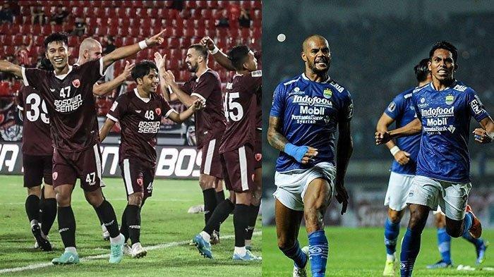 Skuad PSM Makassar (kiri) dan Persib Bandung.
