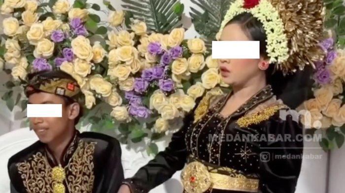 PERNIKAHAN DINI: Tangkapan layar pernikahan sepasang pengantin di bawah umur di Lombok, viral di media sosial dikutip dari unggahan akun Instagram @kamerapengwas (24/5/2025). - Tingkah pengantin wanita di pelaminan jadi sorotan