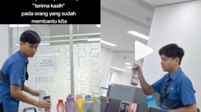 Viral, Aksi Office Boy Isi Air Minum Tumbler Karyawan Sekantor hingga Diantarkan ke Meja-meja, Tuai Pro Kontra.