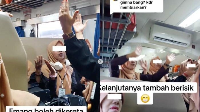 Aksi sekelompok emak-emak nyanyi bikin konten video di kereta api hingga ganggu penumpang lain