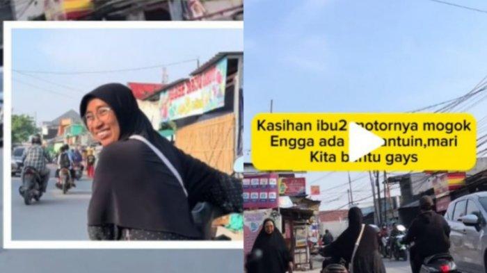 Viral driver ojol tolong ibu-ibu yang dorong motor kehabisan bensin di jalan