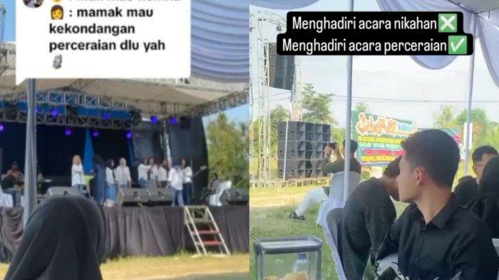 Tangkapan layar video pesta perceraian di Lampung yang viral di media sosial.