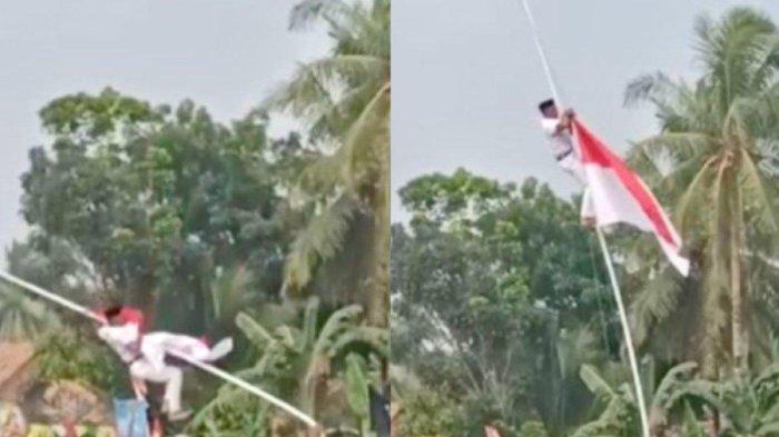Viral, insiden pelatih paskibra di Lampung terjatuh dari tiang ketika betulkan bendera yang tersangkut saat upacara 17 Agustus. 