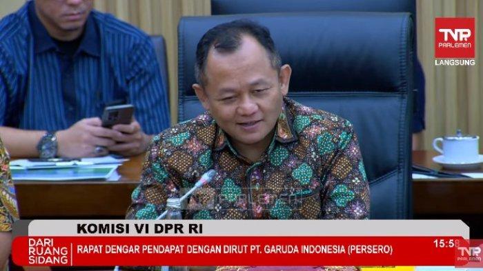 Wakil Ketua Komisi VI DPR RI Sarmuji saat Rapat Dengar Pendapat bersama Dirut PT Garuda Indonesia, Rabu (3/7/2024). Saat itu, Sarmuji membawa guyonan 