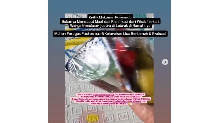 Warga Kota Semarang, Jawa Tengah, mengkritik terkait Pemberian Makanan Tambahan (PMT) dari Posyandu, tetapi berujung dibentak