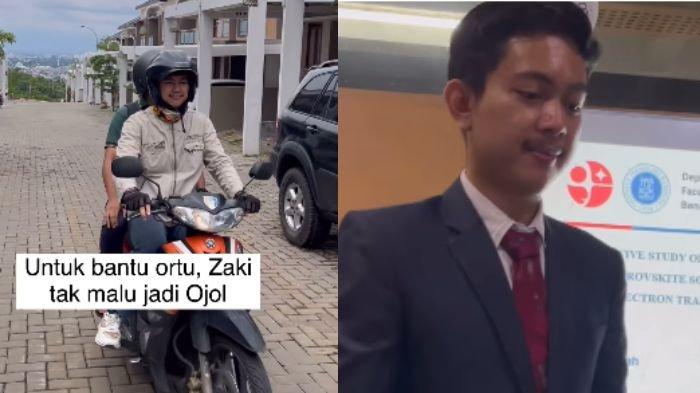 Kisah seorang mahasiswa Institut Teknologi Bandung (ITB) bernama Zaki yang bekerja sambilan sebagai driver ojek online (ojol) dan jualan basreng, viral di medsos. Zaki nyaris pingsan saat sidang skripsi, kini ia pun berhasil lulus menjadi sarjana.