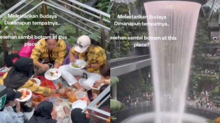 Sebuah video menayangkan aksi ibu-ibu yang diduga dari Indonesia makan lesehan di Bandara Internasional Changi Singapura, beredar viral
