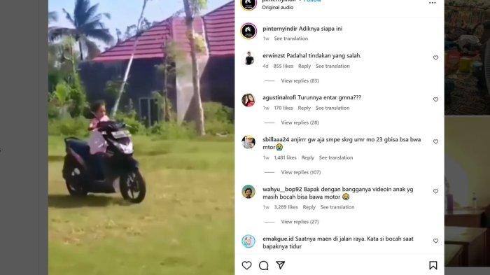Beredar sebuah video yang menunjukkan anak di bawah umur diduga tengah belajar mengendari sepeda motor matik.