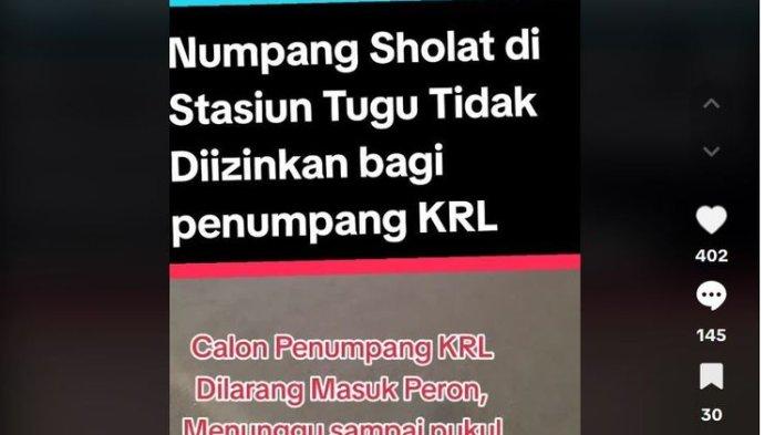 Sebuah video memperlihatkan curhatan penumpang KRL di Stasiun Tugu Yogyakarta yang ingin salat ke musala di dalam peron beredar viral di media sosial.