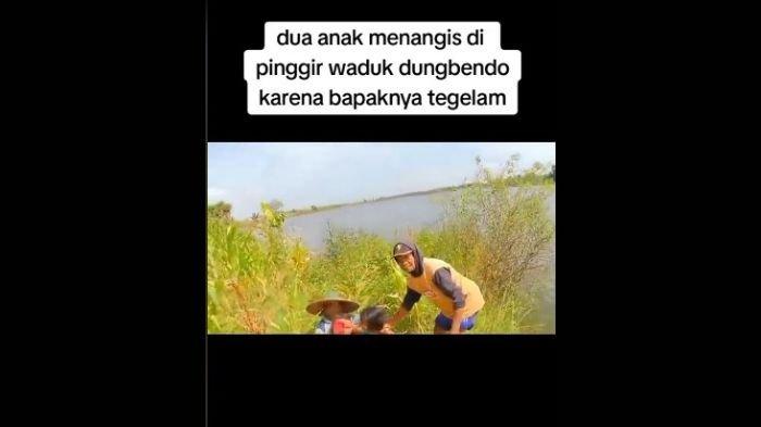 Sebuah video memperlihatkan dua anak petani menangis di pinggir Waduk Kedung Bendo, Desa Gunungsari, Kecamatan Kasreman, Kabupaten Ngawi, Jawa Timur, Minggu (19/5/2024).