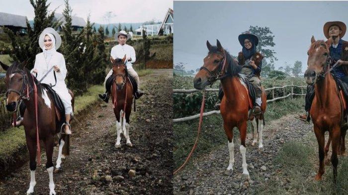 Wisatawan tengah menikmati berkuda di The Ranch Ciater, beberapa waktu lalu. Dengan taman bunga yang indah dan suasana pegunungan yang dingin, membuat berkuda serasa di atas awan.