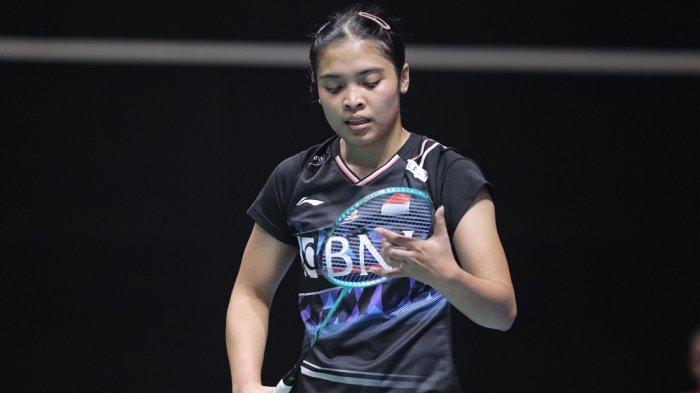 Gregoria Mariska Tunjung saat bermain di Singapore Open 2024 lawan Wang Zhi Yi, Jumat (31/5/2024).