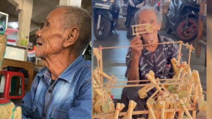 Kerja keras seorang kakek demi bisa makan dengan jualan mainan, viral di media sosial