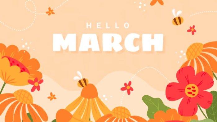 Ilustrasi kata-kata ucapan selamat datang bulan Maret 2023 dalam Bahasa Inggris.