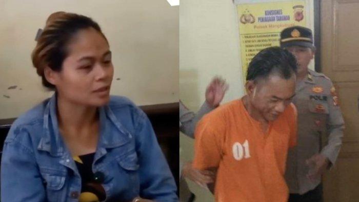 Aji (kanan), pelaku begal di Kota Tasikmalaya berhasil diamankan polisi di Polsek Mangkubumi, Polres Tasikmalaya Kota, Selasa (4/2/2025), setelah duel dengan korban Ika Riska (kiri) seorang ibu hamil