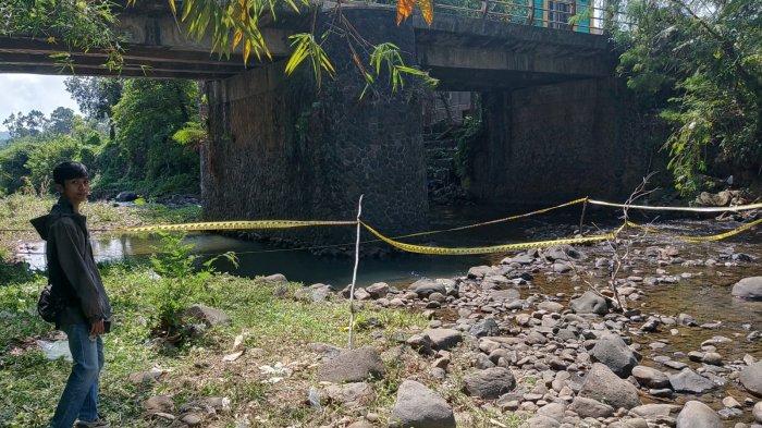 Lokasi penemuan mayat dalam karung di Sungai Citinaha, tepatnya di Kampung Muara, Desa Sukakerta, Kecamatan Jatiwaras, Kabupaten Tasikmalaya, Minggu (15/9/2024).