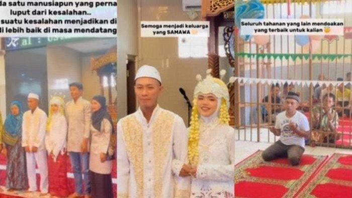 Momen napi nikahi kekasihnya di rumah tahanan Polda Jambi pada Jumat (4/8/2023)