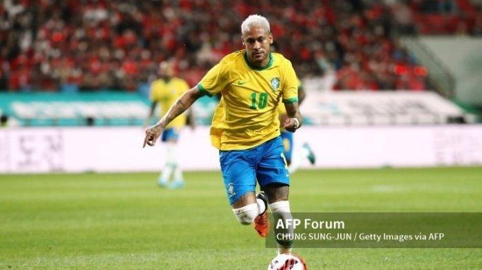 SEOUL, KOREA SELATAN - 02 JUNI: Neymar Jr. dari Brasil beraksi selama pertandingan persahabatan internasional antara Korea Selatan dan Brasil di Stadion Piala Dunia Seoul pada 2 Juni 2022 di Seoul, Korea Selatan. (Foto oleh Chung Sung-Jun/Getty Images)