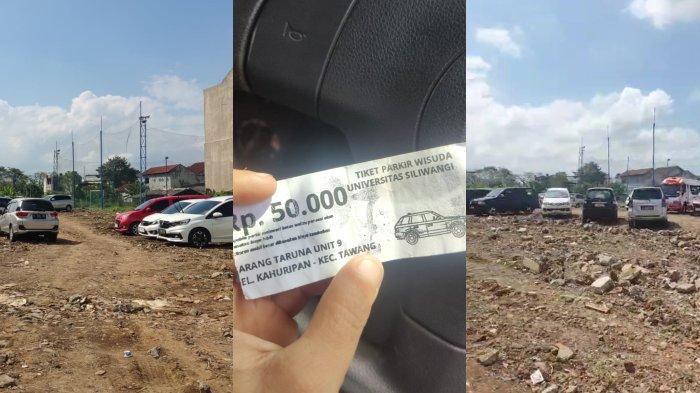 Seorang pria asal Kabupaten Ciamis, Jawa Barat, terkejut dengan harga tiket parkir mobil sebesar Rp50 ribu di lahan parkir yang kurang layak saat hendak menghadiri wisuda adiknya di Kota Tasikmalaya, Jawa Barat, pada Rabu (26/6/2024).