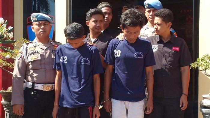 Pembunuh dan penadah mobil milik warga Karanganyar, Jawa Tengah yang ditemukan meninggal di Kampung Joglo, Desa Resmitinggal, Kecamatan Kertasari, Kabupaten Bandung, Sabtu (15/7/2023).