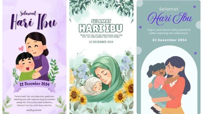 Kumpulan poster Hari Ibu 2024 dengan gambar menarik. Hari Ibu diperingati setiap tanggal 22 Desember. (Canva)