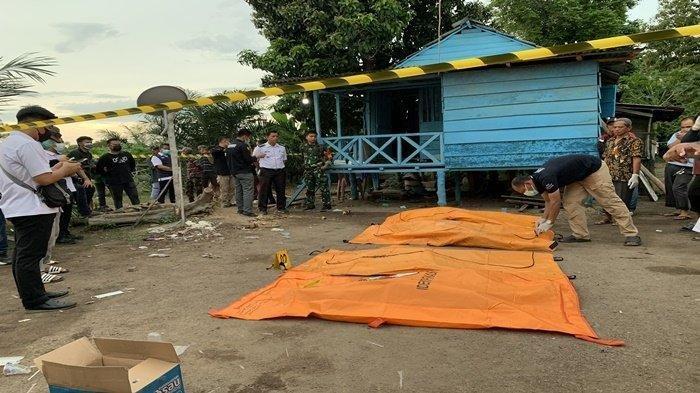 4 jenazah yang ditemukan di rumah di Desa Lumpatan Kecamatan Sekayu, Kabupaten Musi Banyuasin (Muba), Rabu (20/12/2023).