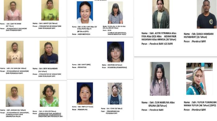PENJUAL BAYI - Inilah tampang para penjual bayi ke Singapura. 12 orang ini memiliki peran masing-masing, dari perekrut sampai pengantar.