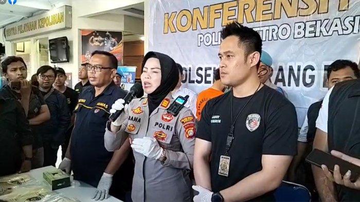Konferensi pers suami bunuh istrinya di Bekasi.
