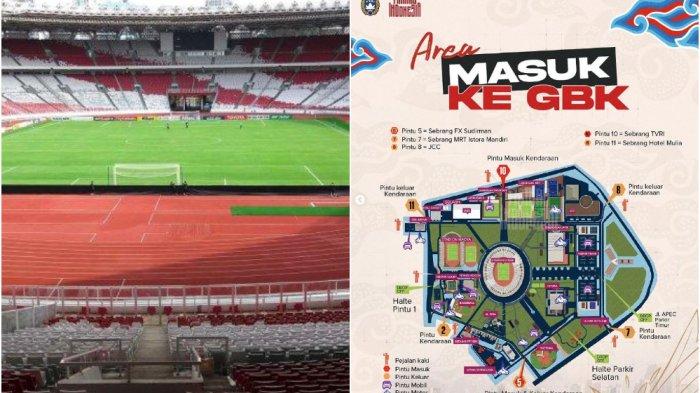 Akses pintu masuk dan parkir di Stadion Utama Gelora Bung Karno (SUGBK), Jakarta.
