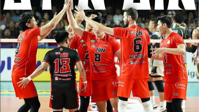 Aksi pemain Jakarta STIN BIN di Proliga.