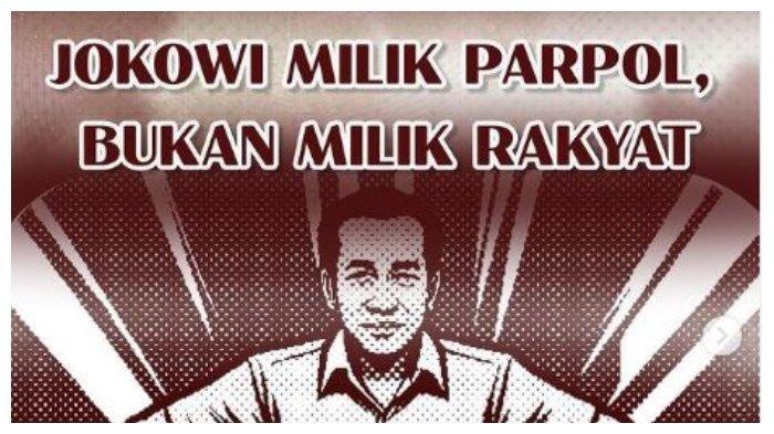 Tangkapan layar konten buatan BEM UI berjudul 'Jokowi Milik Parpol, Bukan Milik Rakyat' yang diunggah pada Sabtu (20/5/2023).