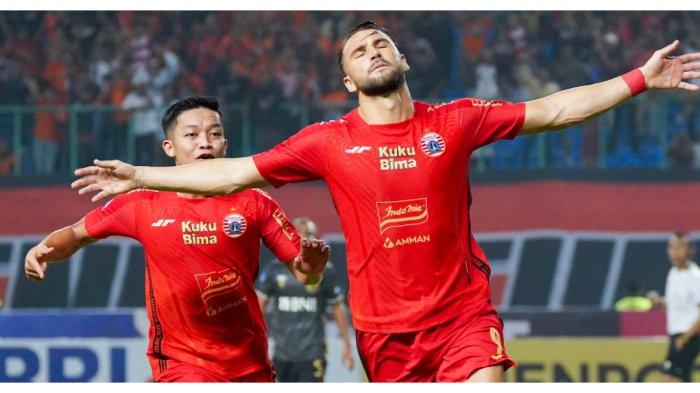 Bomber asing Persija Jakarta, Marko Simic pada laga melawan Bhayangkara FC, Minggu (16/7/2023).