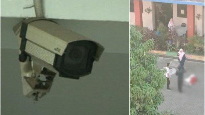 CCTV yang merekam detik-detik siswi SD jatuh dari lantai 4