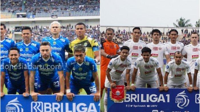 Foto tim Persija Jakarta dan Persib Bandung di Liga 1 2023.