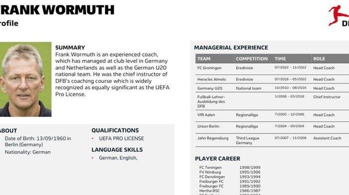 Frank Wormuth ditunjuk PSSI sebagai pendamping pelatih Bima Sakti di timnas U-17 Indonesia.