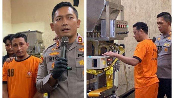 GUDANG MINYAKITA PALSU - Pengungkapan produksi MinyaKita palsu di wilayah Desa Cijujung, Kecamatan Sukaraja, Kabupaten Bogor, Senin (10/3/2025).