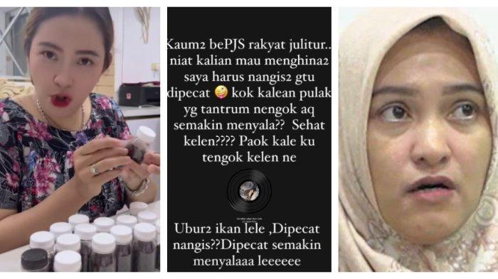 KARYAWATI TIMAH DIPECAT - Dwi Citra Weni alias Wenny Myzon bereaksi santai usai dipecat oleh PT Timah Tbk. (Kiri ke kanan) Ia mengunggah aktivitas membuat jamu usai dipecat. Instastory soal respons santainya usai dipecat dan permintaan maaf Wenny Myzon usai membikin gaduh publik dengan menghina tenaga honorer pemakai BPJS. (Instagram dan TikTok Wenny Myzon)