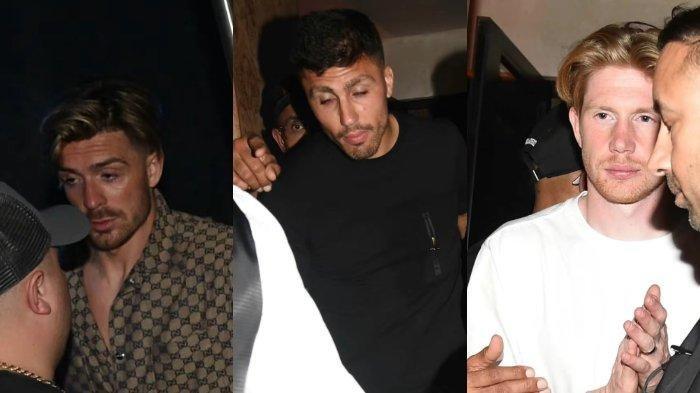 Pemain Manchester City, Jack Grealish, Rodri, dan Kevin De Bruyne setelah pesta. Beredar foto sejumlah pemain Manchester City yang menghadiri pesta selebrasi kemenangan juara Liga Premier.