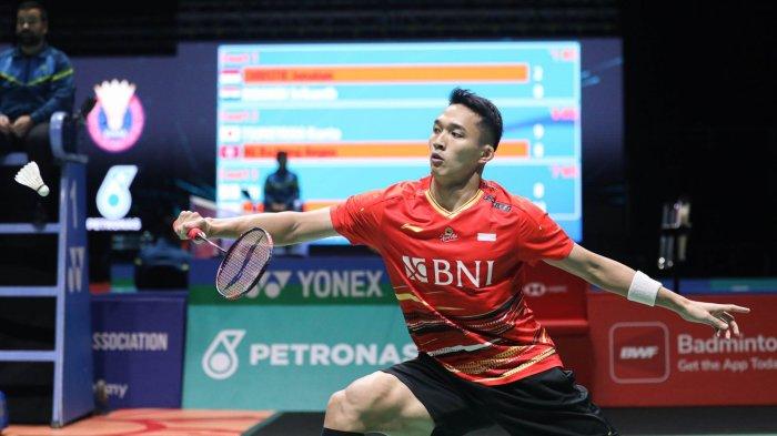 Jonatan Christie takluk dari tunggal putra India, Kidambi Srikanth dalam babak pertama Malaysia Open 2024, di Axiata Arena, Kuala Lumpur, Selasa (9/1/2024).