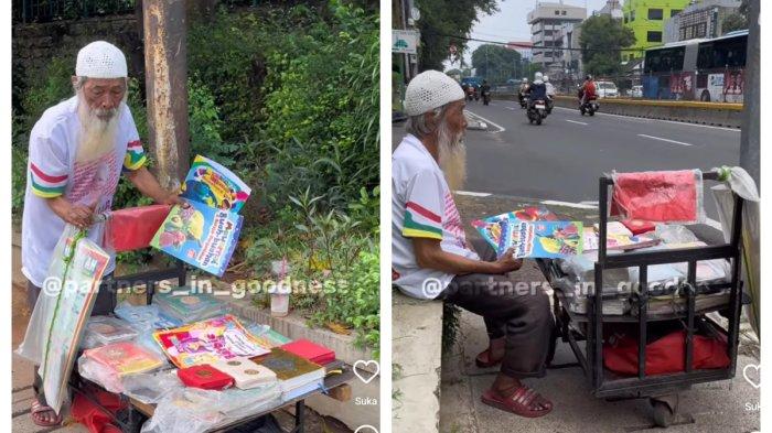 Husen andalkan untung Rp5000 dari jualan buku demi menghidupi cucunya.