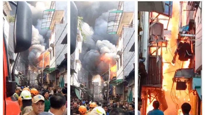 KEBAKARAN PERMUKIMAN PADAT - Kebakaran melanda permukiman padat penduduk di kawasan Duri Utara, Tambora, Jakarta Barat pada Senin (21/7/2025). Istimewa.