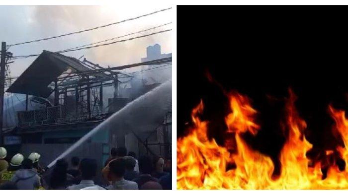 Kebakaran melalap rumah tinggal di kawasan Kramat, Senen, Jakarta Pusat pada Senin (10/7/2023).