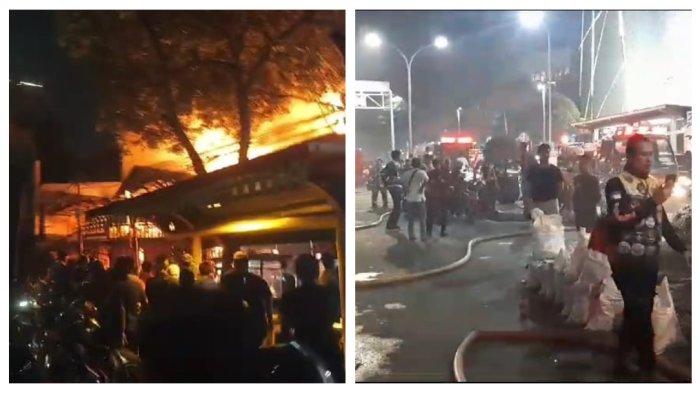 Kebakaran melalap sebuah rumah makan soto di dekat Mal Gandaria City, Kebayoran Lama, Jakarta Selatan pada Jumat (11/8/2023).