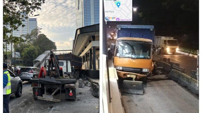 Kecelakaan hari ini di Jalan Gatot Subroto arah Pancoran, Jakarta Selatan pada Jumat (20/6/2025).