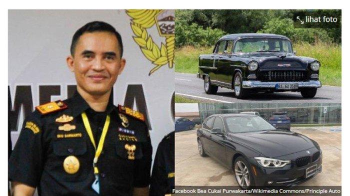 Kepala Bea Cukai Yogyakarta, Eko Darmanto (kiri). Ilustrasi Chevrolet Bell Air 1955 (atas) dan BMW 3 Series 330i w 2018 (bawah).