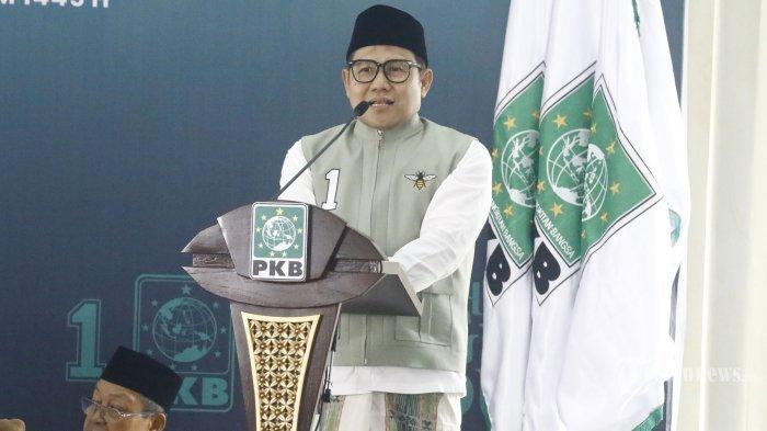 Ketua Umum Partai Kebangkitan Bangsa (PKB) Abdul Muhaimin Iskandar alias Cak Imin saat memberikan sambutan di acara Haul ke-14 Gus Dur di Kantor DPP PKB, Jakarta, Jumat (4/8/2023)