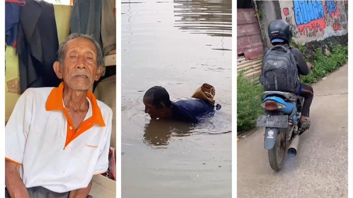 Kakek Budiman (73) rela berbasah-basahan nyebur ke kali untuk mencari cacing demi makan. Terpaksa utang bensin imbas banjir. Gubuknya bikin trenyuh.