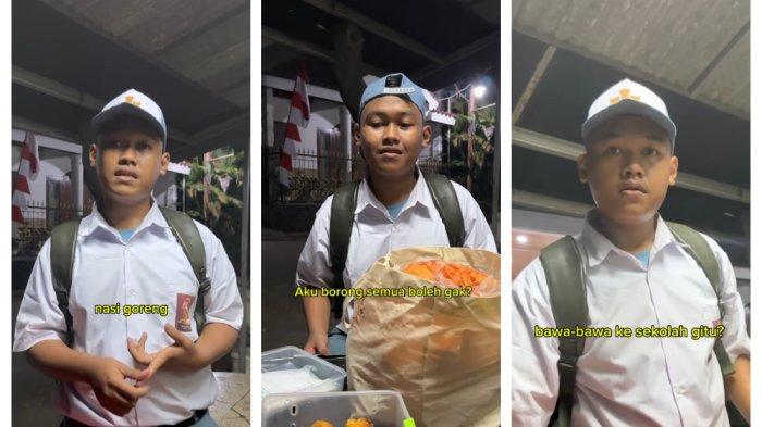 Kolase Foto Anan siswa SMA yang rela berjualan di sekolah demi membantu orangtuanya.